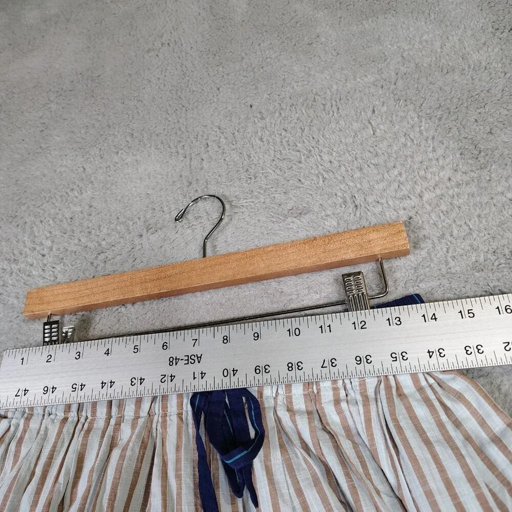 By Anthropologie Pants Women Small Gray Brown Striped Drawstring Waist Wide Leg - Picture 9 of 13